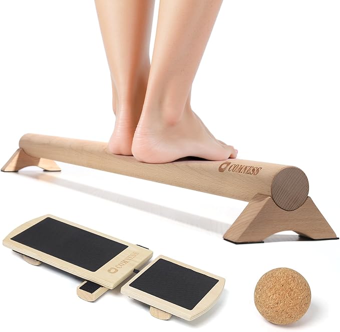 Versatile 40 Inch Beech Wood Balance Beam for Home Use - Enhance Balance, Ankle Strengthener Foot