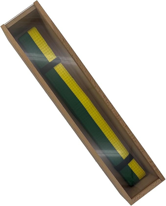 Beechwood Martial Arts Belt Display Case with Acrylic Sliding Panel - Elegant Karate/Taekwondo/Jiu