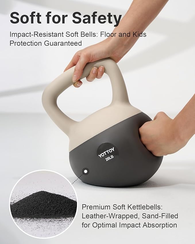 YOTTOY Soft Kettlebell, Set for Strength Training Kettlebells & Home Workouts, Soft-Sided Cushioned