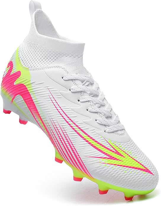 Men's High Top Soccer Shoes FG Long Spikes Adult Football Shoes Lightweight Professional Athletic