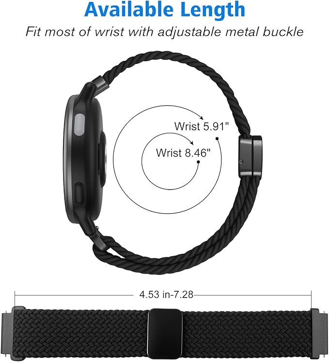 FINTIE Magnetic Braided Band Compatible with Garmin Vivoactive 5/6/Vivoactive 3, Garmin Venu/Venu