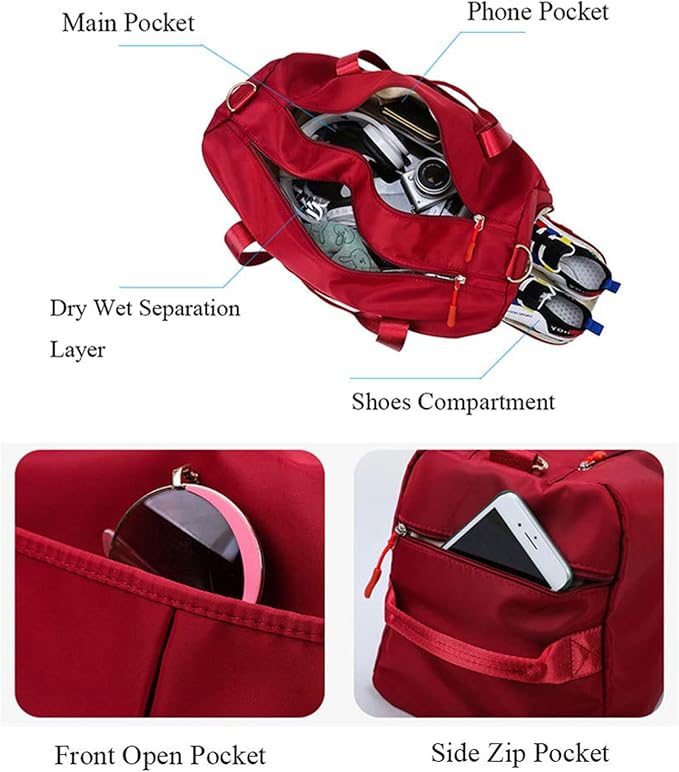 ZUEVI Sports Gym Duffel Bag for Men or Women Waterproof Weekender Travel Bag with Shoes Compartment
