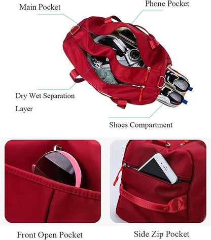 ZUEVI Sports Gym Duffel Bag for Men or Women Waterproof Weekender Travel Bag with Shoes Compartment