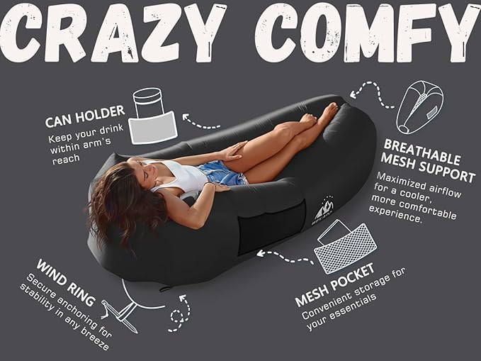 WEKAPO Inflatable Couch with Pump - Easiest Setup, Crazy Comfy & Ultralight - Blow up Lounger Chair