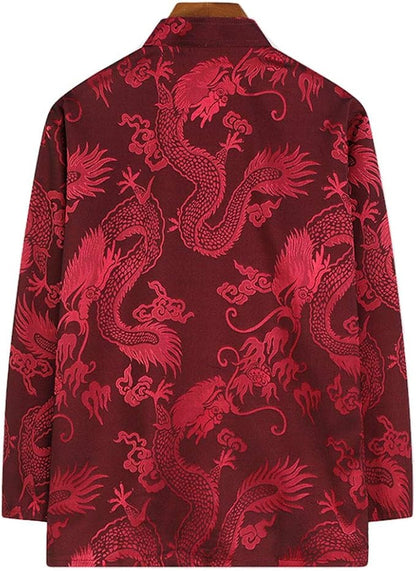 wecotton Tang Suit Men Hanfu Chinese Traditional Clothes Kung Fu Shirt Uniform Long Sleeved Coat