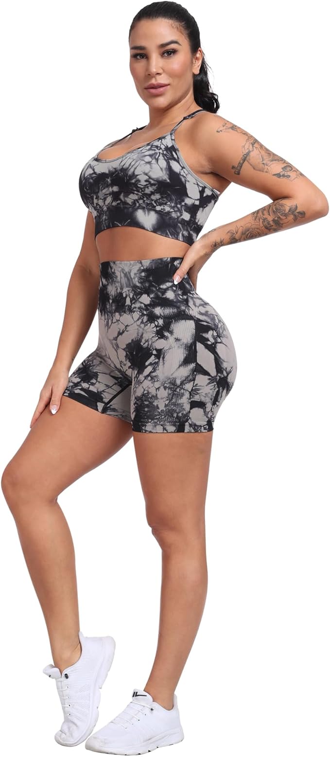 CHRLEISURE Women's 4 Packs Workout Gym Shorts, High Waisted Butt Lifting Scrunch Butt Seamless