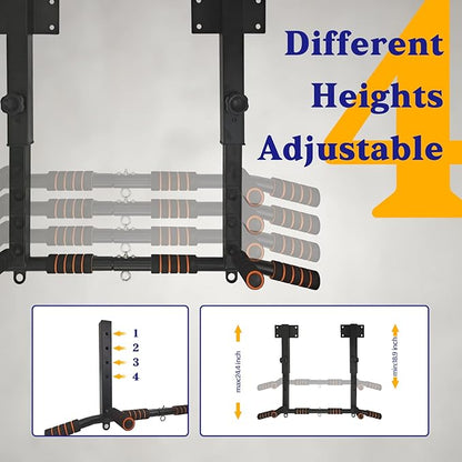 BDL Wall Mounted Pull Up Bar Chin Up bar Multifunctional Dip Station for Indoor Home Gym Workout