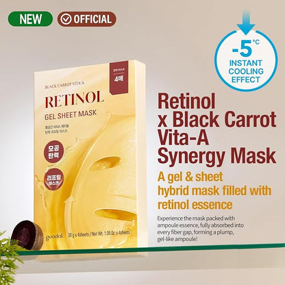 GOODAL Retinol + Black Carrot Gel Sheet Mask ??Intensive Hydration & Pore-Lifting, Cooling