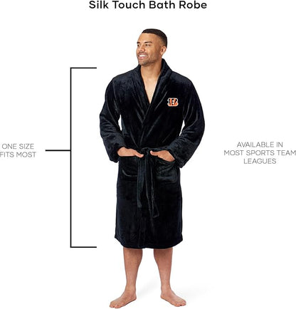 NFL Adult Unisex Silk Touch Bathrobe, Officially Licensed Loungewear, Soft Plush Polyester