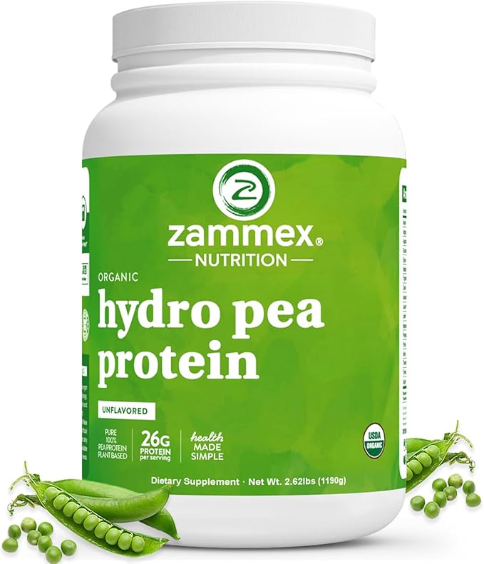 Zammex Organic Pea Protein Powder, 26g Proteins Per Serving,Plant Based 100% Vegan Canada Pea