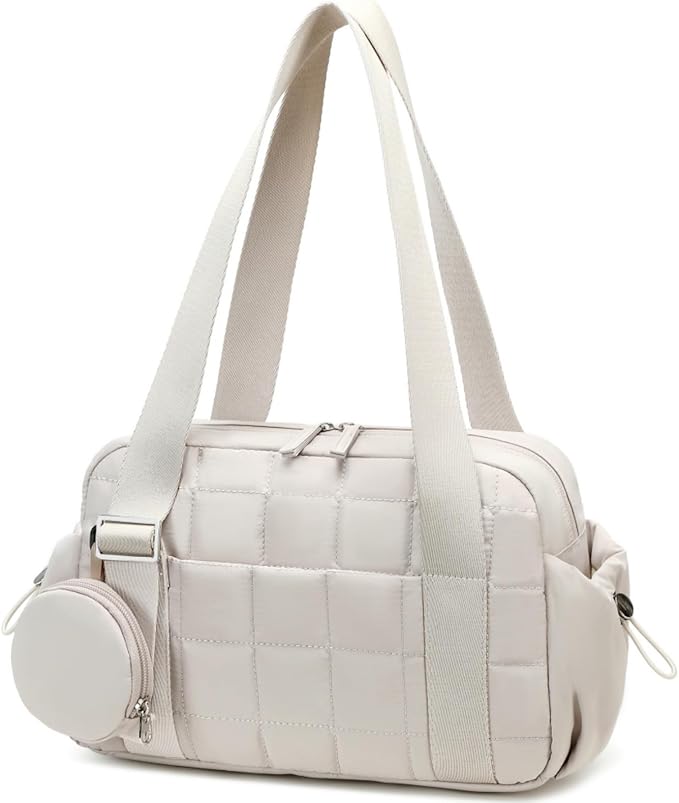 CAMTOP Mini Gym Bag for Women, Small Gym Tote Bag Puffy Quilted Sports Duffel Bag with Wet