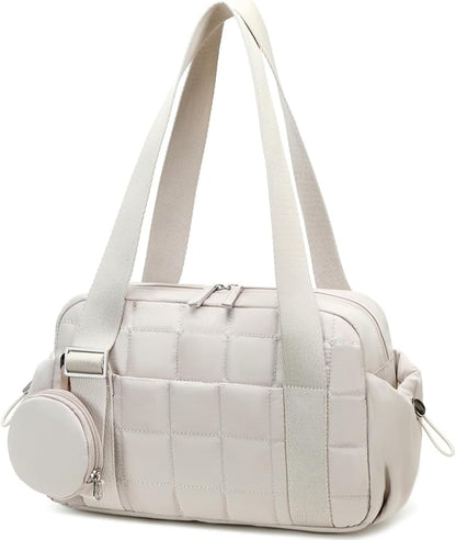 CAMTOP Mini Gym Bag for Women, Small Gym Tote Bag Puffy Quilted Sports Duffel Bag with Wet