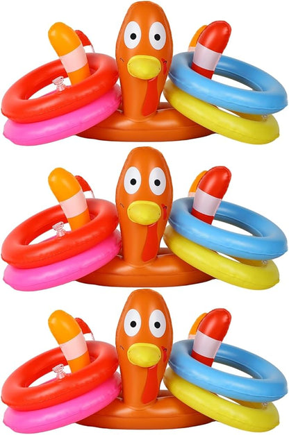 MorTime Thanksgiving 3 Pack Inflatable Turkey Hat Ring Toss Game, Party Game Toss Game Hat for