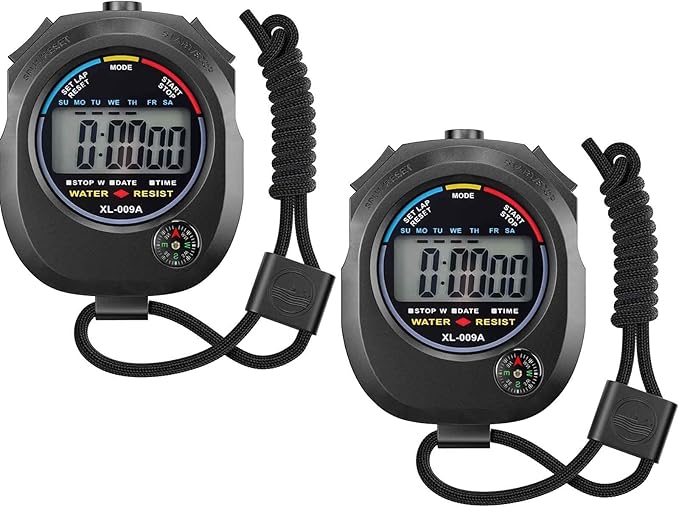 2 Pack Digital Stopwatch Timer: Large Display Multi-Function Stop Watch for Sports Coaches Swimming