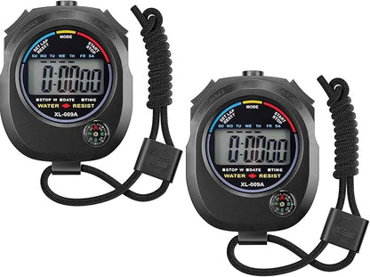 2 Pack Digital Stopwatch Timer: Large Display Multi-Function Stop Watch for Sports Coaches Swimming