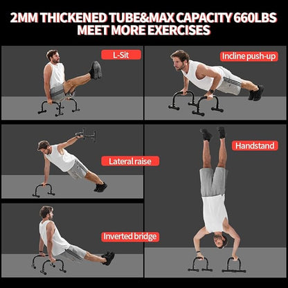 Push Up Bar, Parallettes Bars For L-sit & Dip, Heavy-Duty No Wobbling Parallel Bars Stand For