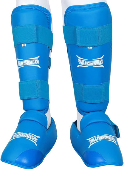 Twister WKF Karate Shin Guards | Taekwondo Shin-N-Step | Detachable Shin Guards with Foot