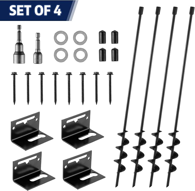 MIXXIDEA 24 in Mobile Home Anchors, Metal Ground Anchor Screw in, Heavy-Duty Earth Anchors with
