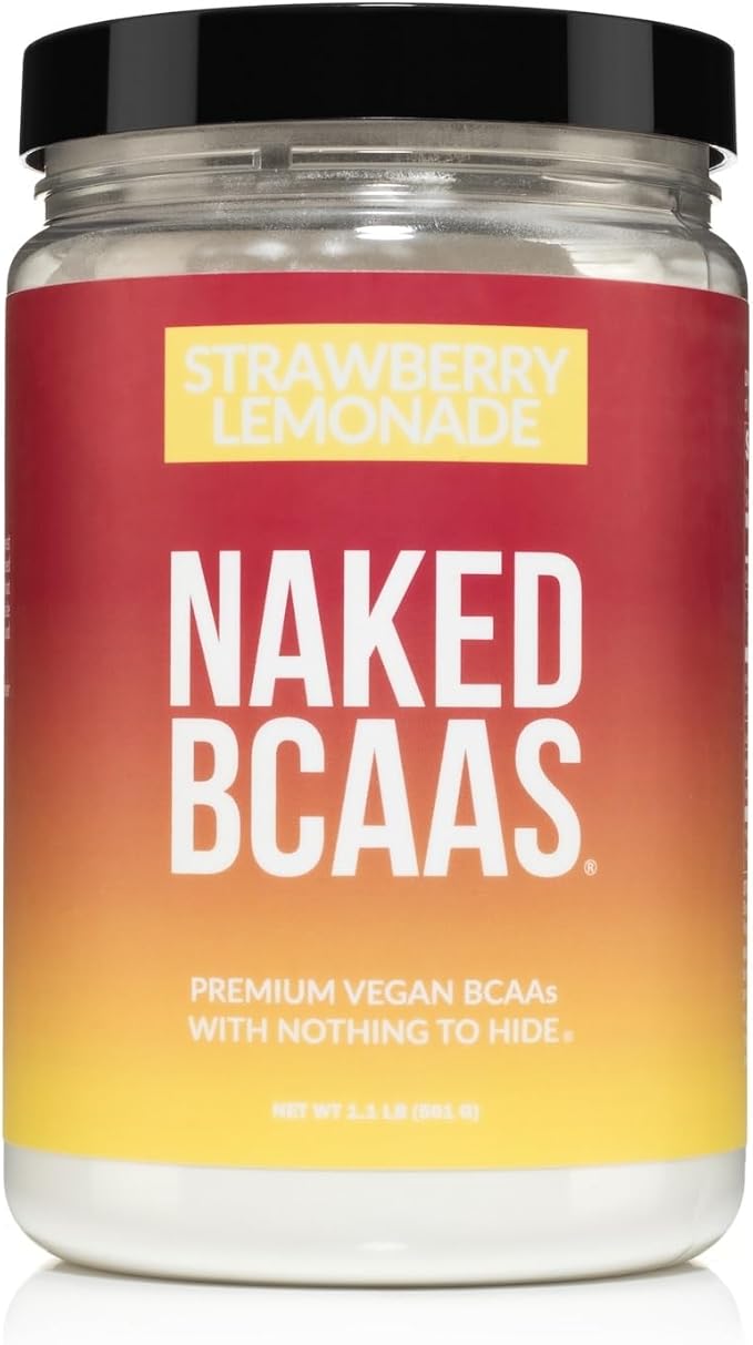NAKED Strawberry Lemonade BCAAs Amino Acids Powder, 100% Pure 2:1:1 Formula, Vegan Branched Chain