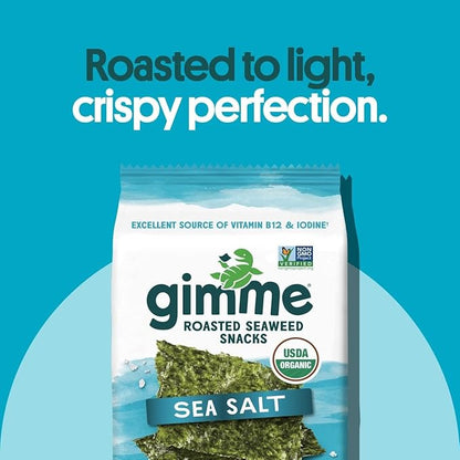 Gimme Seaweed Organic Premium Roasted Seaweed Snacks, Sea Salt, 20 Count, Keto, Vegan, Gluten-Free