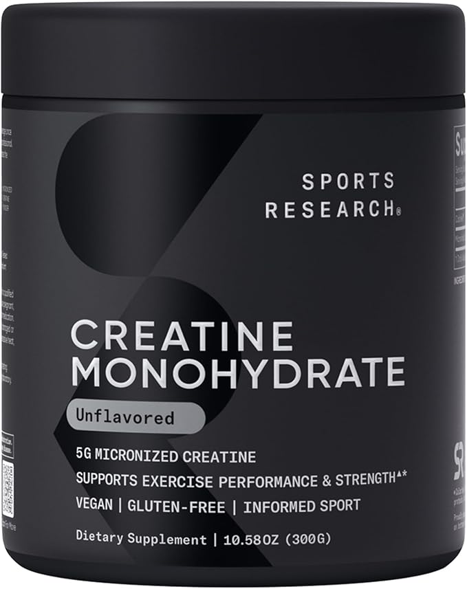 Sports Research Creatine Monohydrate - Gain Lean Muscle, Improve Performance and Strength and