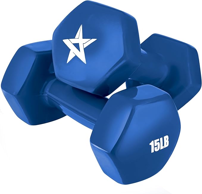 Yes4All Vinyl Hexagon Dumbbell - Dumbbells Set of 2 Hand Weights for Home Gym & Strength Training