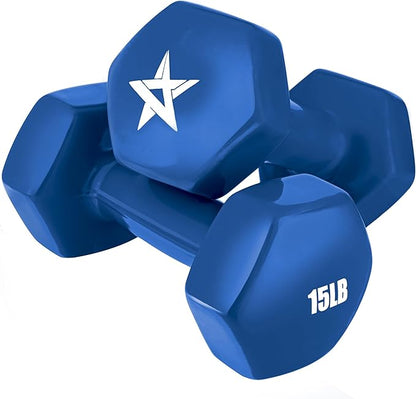 Yes4All Vinyl Hexagon Dumbbell - Dumbbells Set of 2 Hand Weights for Home Gym & Strength Training