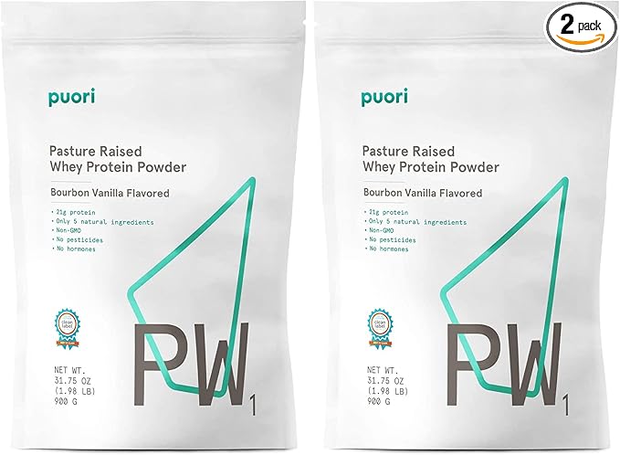 Puori Whey Protein Powder - Bourbon Vanilla - PW1 Pasture Raised, Grass-Fed & Non-GMO - 100%