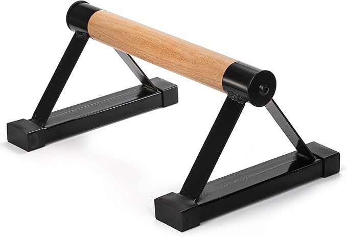 TOPZEA Wood Push Up Bars, Solid Wooden Parallettes Bars with Sturdy Steel Bracket Anti-slip