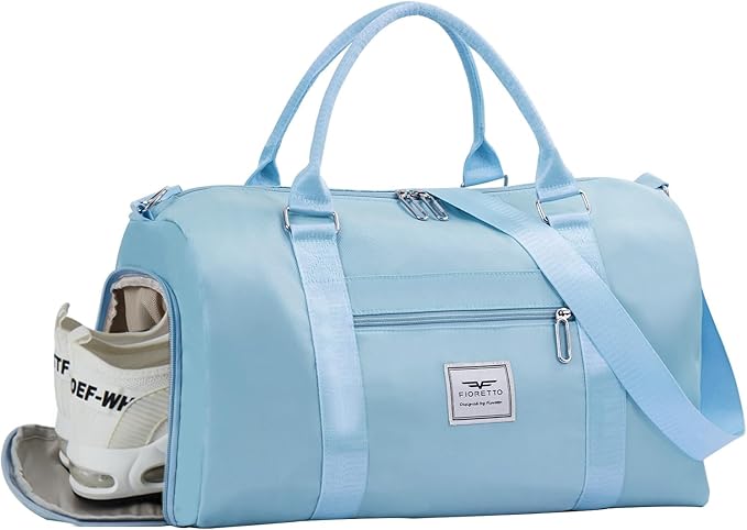 FIORETTO Womens Gym Tote Duffle Bag with Wet Pocket & Shoe Compartment, Sports Duffel Overnight