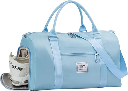 FIORETTO Womens Gym Tote Duffle Bag with Wet Pocket & Shoe Compartment, Sports Duffel Overnight