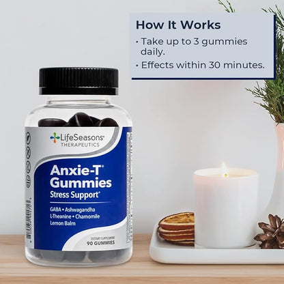 Anxie-T - Stress Relief Gummy - Vitamin Supplement for Mood & Mental Focus Support - Feel Calm and