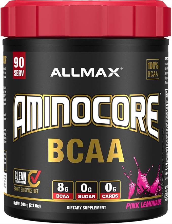 ALLMAX Nutrition AMINOCORE BCAA, Pink Lemonade - 945 g Powder - 8.18 Grams of Branched Chain Amin