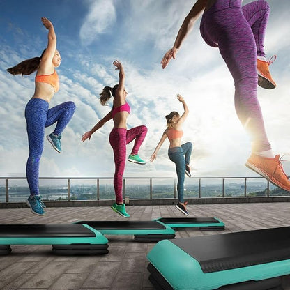 Yes4All Adjustable Workout Aerobic Exercise Step Platform Health Club Size with 4 Adjustable Risers