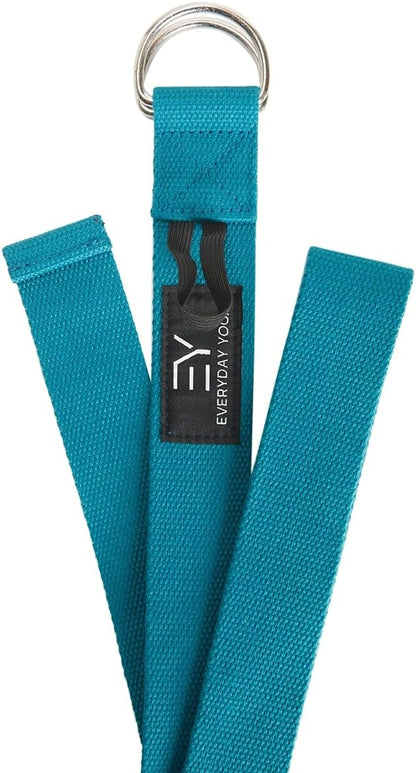 Everyday Yoga Super Strong Strap with Metal D-ring Buckle - Improve Flexibility, Stretching, and