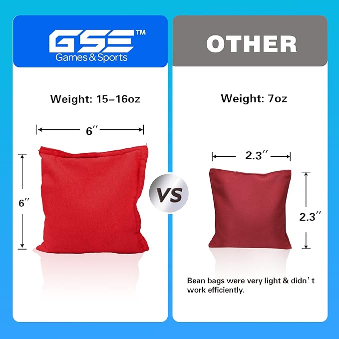 GSE Games & Sports Expert Set of 8 Premium Weather Resistant Cornhole Bags. Regulation Size and