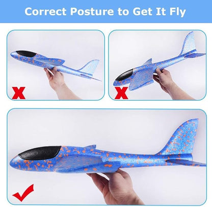 BooTaa 2 Pack Airplane Toys, 17.5" Large Throwing Foam Plane, 2 Flight Mode Glider, Flying Toy for