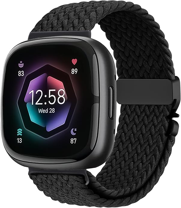 Braided Stretchy Band for Fitbit Versa 4/Versa 3/Sense 2/Sense Watch Band Women Men,Parachute-style