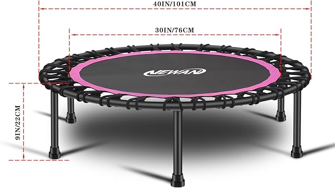 Newan 40"-48" Silent Mini Trampoline Fitness Trampoline Bungee Rebounder Jumping Cardio Trainer