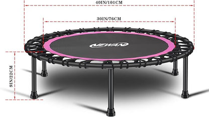 Newan 40"-48" Silent Mini Trampoline Fitness Trampoline Bungee Rebounder Jumping Cardio Trainer