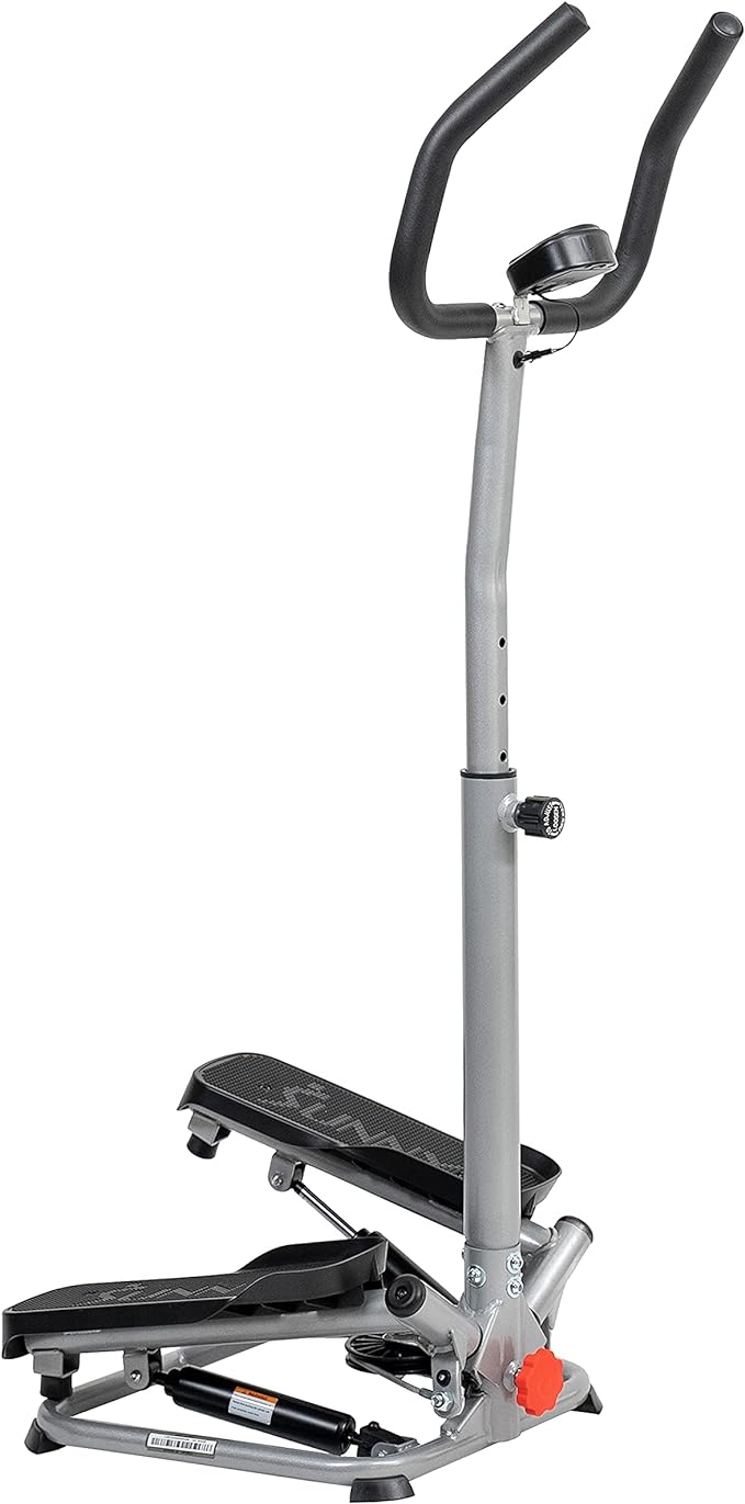Sunny Health & Fitness Twist Stepper with Handlebar, Stair Step Machine for Cardio Workout, Compact