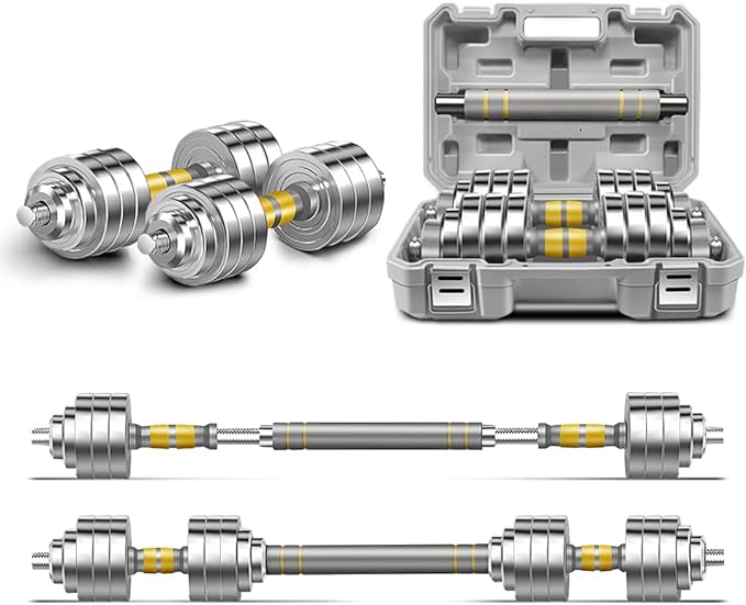 PHOEROS Adjustable Dumbbell Set - 44/66/88 LBS weights set, Dumbbell Barbell 3 in 1, Steel