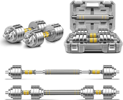 PHOEROS Adjustable Dumbbell Set - 44/66/88 LBS weights set, Dumbbell Barbell 3 in 1, Steel