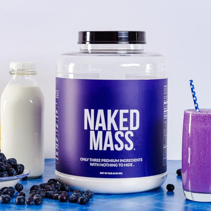 NAKED Chocolate Mass Gainer - All Natural Weight Gainer Protein Powder - 8lb Bulk, GMO Free, Gluten
