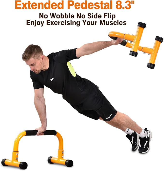 Push Up Bar, Parallettes Bars For L-sit & Dip, Heavy-Duty No Wobbling Parallel Bars Stand For