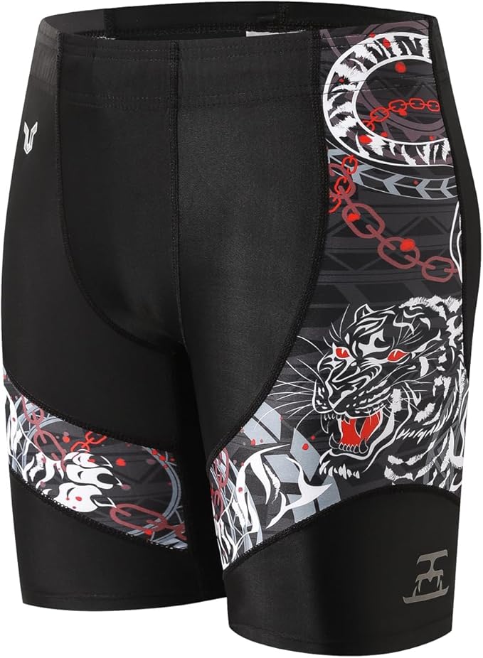 HUGE SPORTS Men's Rash Guard Swim Shorts Compression Swimming Jammer Cool Dry Active Swimsuit