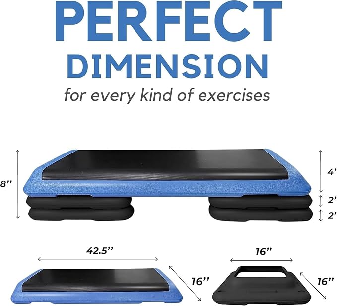 Yes4All Adjustable Workout Aerobic Exercise Step Platform Health Club Size with 4 Adjustable Risers