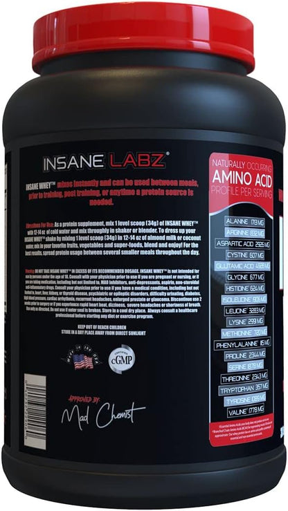 Insane Labz Insane Whey,100% Muscle Building Whey Protein, BCAA Amino Profile, Mass Gainer, Meal