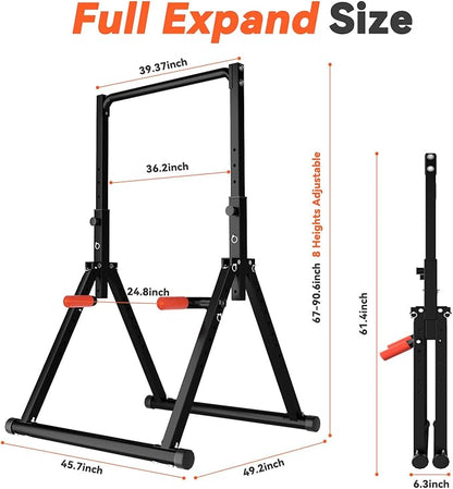 Power Tower Pull Up Dip Station Foldable, Pull Up Bar Station Adjustable, Multi-Function Home Gym