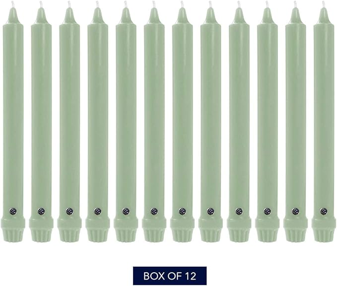 Colonial Candle Unscented Taper Candle, Classic Collection, Colonial Classic Green, 10 In, Pack of
